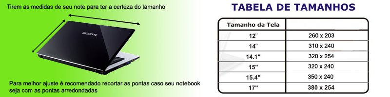 Tabela de adesivos para notebook